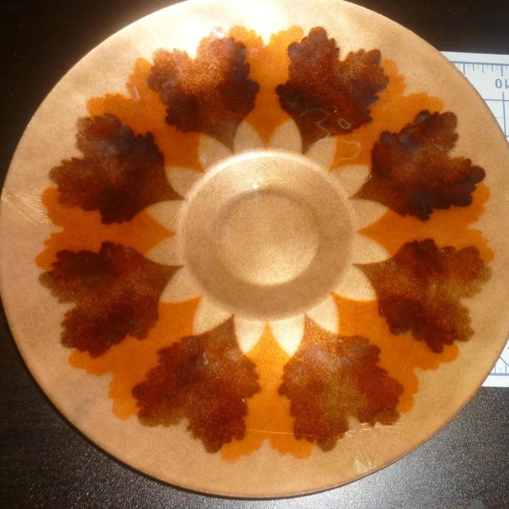 Vintage‎ Annemarie Davidson Enamel on Copper Plate Leaf Starburst Signed Label